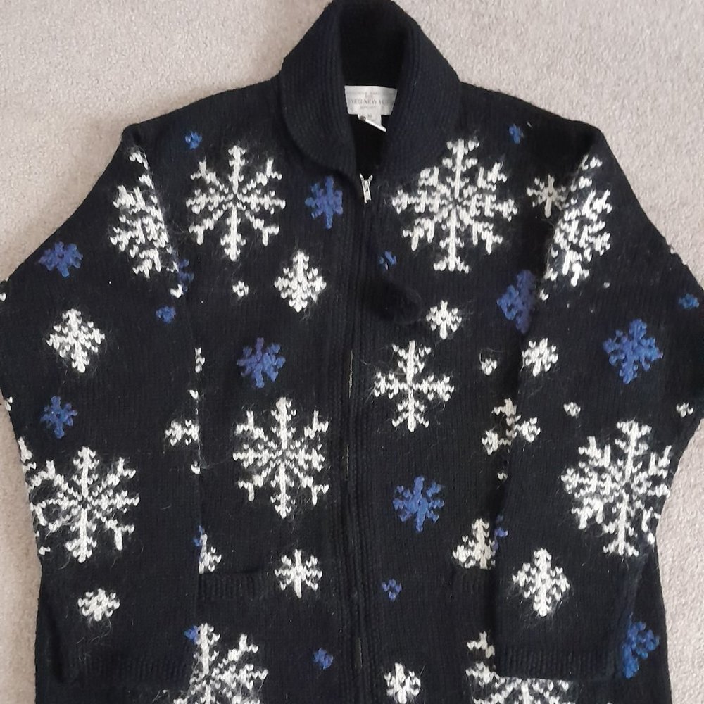 Vintage SnowFlake Zipper Up Wool Sweater
